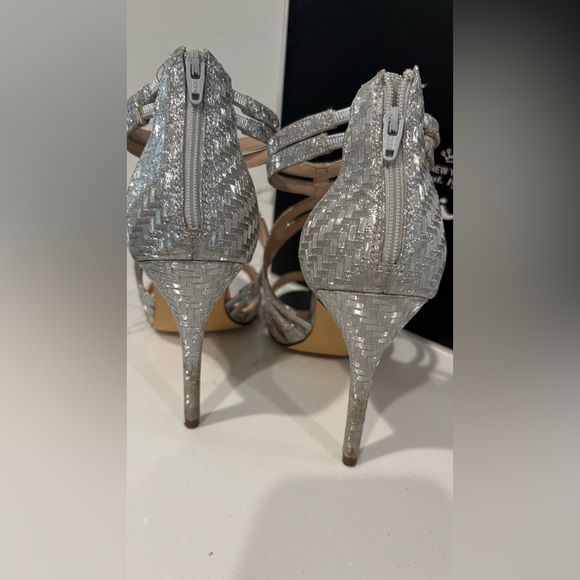 Nina Sparkling Silver Strappy Heels - Picture 3 of 9